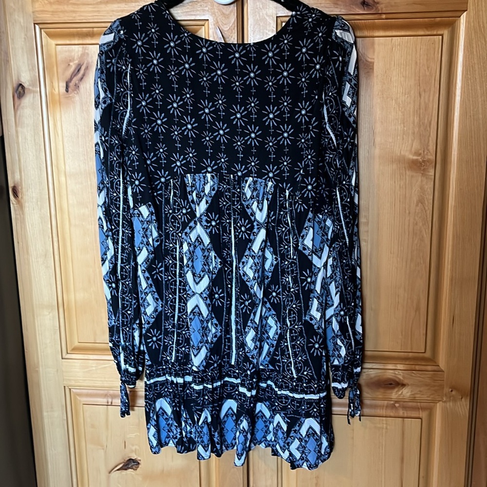Free People Down By The Bay Blue White Oversized Tunic Top Dress - Picture 3 of 8